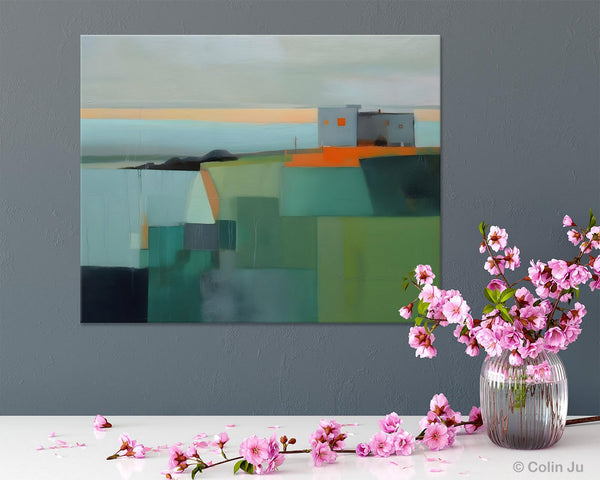 Large Original Canvas Wall Art, Contemporary Landscape Paintings, Extra Large Acrylic Painting for Dining Room, Abstract Painting on Canvas-Art Painting Canvas