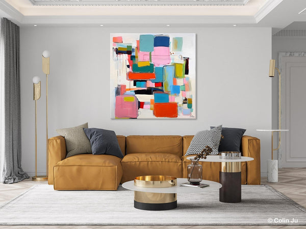 Original Abstract Wall Art, Geometric Modern Acrylic Art, Large Abstract Art for Bedroom, Modern Canvas Paintings, Contemporary Canvas Art-Art Painting Canvas