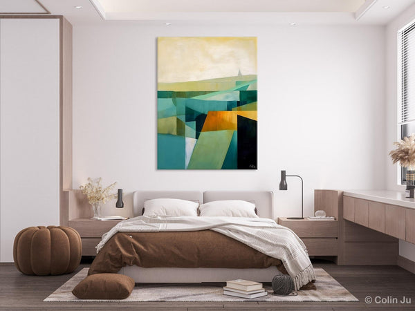 Landscape Canvas Paintings for Bedroom, Large Geometric Abstract Painting, Acrylic Painting on Canvas, Original Landscape Abstract Painting-Art Painting Canvas
