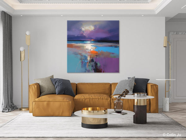 Original Abstract Art, Hand Painted Canvas Art, Landscape Canvas Art, Sunrise Landscape Acrylic Art, Large Abstract Painting for Living Room-Art Painting Canvas