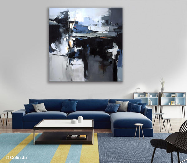 Original Modern Wall Art on Canvas, Black Contemporary Canvas Art, Modern Acrylic Artwork for Sale, Large Abstract Painting for Bedroom-Art Painting Canvas