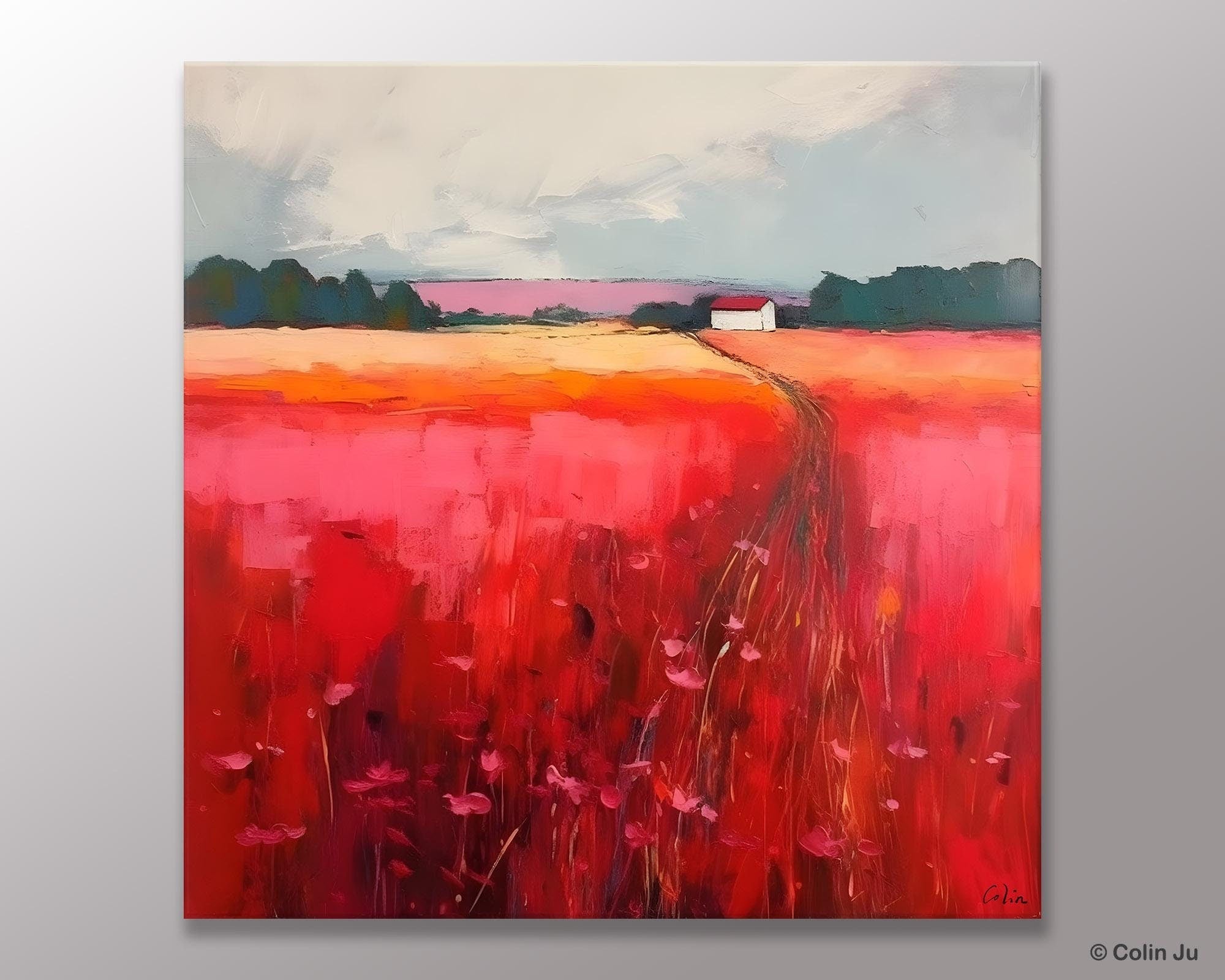 Original Landscape Paintings, Oversized Modern Wall Art Paintings, Modern Acrylic Artwork on Canvas, Large Abstract Painting for Living Room-Art Painting Canvas