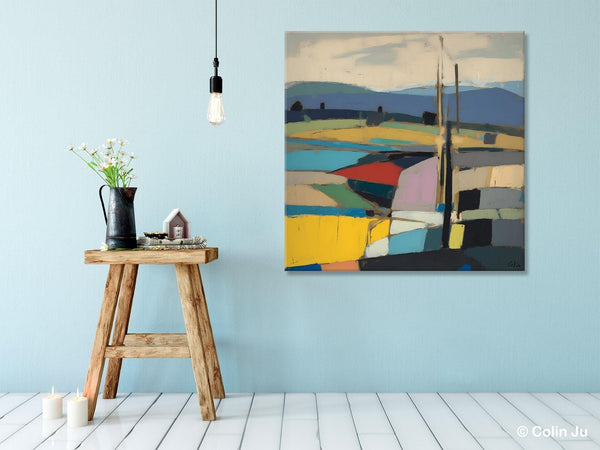 Original Landscape Wall Art Paintings, Abstract Wall Art Painting for Living Room, Landscape Canvas Paintings, Acrylic Painting on Canvas-Art Painting Canvas