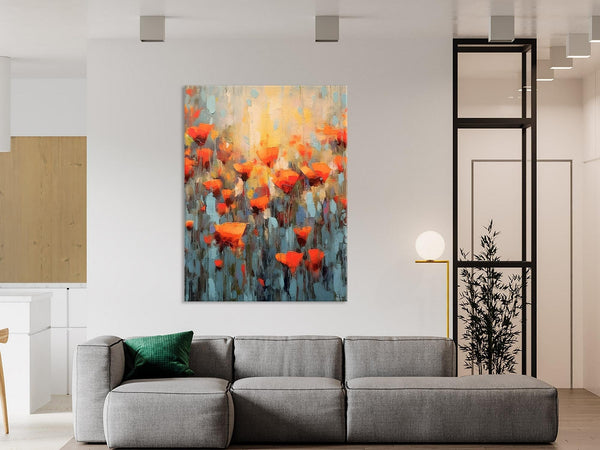 Flower Abstract Painting, Heavy Texture Wall Art, Acrylic Painting on Canvas, Canvas Painting Ideas for Dining Room, Original Abstract Art-Art Painting Canvas