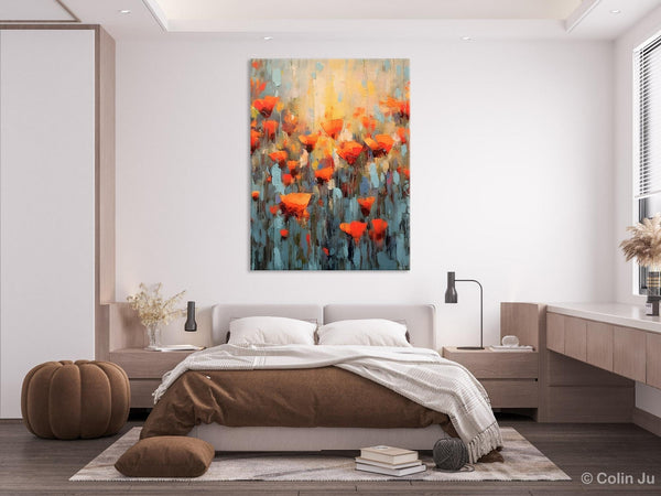 Flower Abstract Painting, Heavy Texture Wall Art, Acrylic Painting on Canvas, Canvas Painting Ideas for Dining Room, Original Abstract Art-Art Painting Canvas