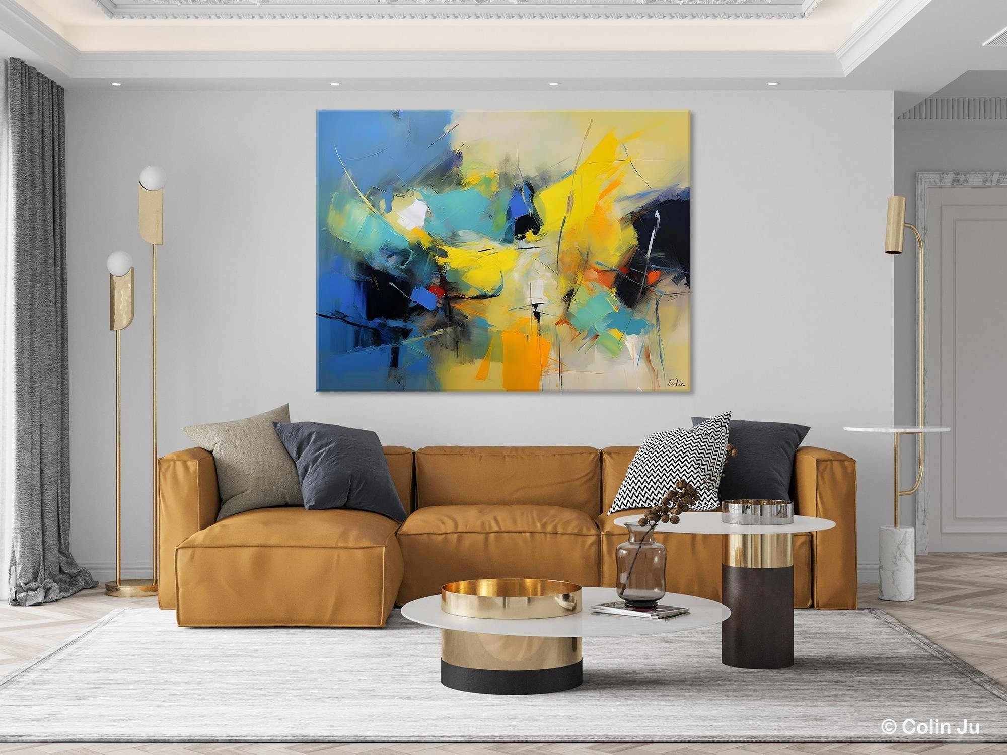 Hand Painted Canvas Art, Contemporary Acrylic Art, Oversized Canvas Paintings, Original Abstract Art, Huge Wall Art Ideas for Living Room-Art Painting Canvas