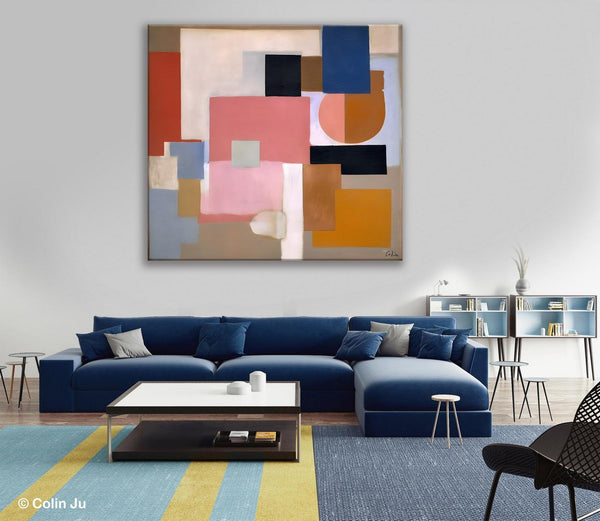 Geometric Abstract Art, Original Abstract Wall Art, Contemporary Acrylic Paintings, Hand Painted Canvas Art, Large Abstract Art for Bedroom-Art Painting Canvas