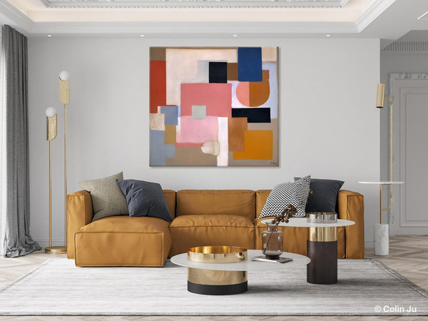 Geometric Abstract Art, Original Abstract Wall Art, Contemporary Acrylic Paintings, Hand Painted Canvas Art, Large Abstract Art for Bedroom-Art Painting Canvas
