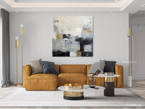Modern Acrylic Artwork, Contemporary Canvas Artwork, Original Modern Wall Art, Black Canvas Paintings, Large Abstract Painting for Bedroom-Art Painting Canvas