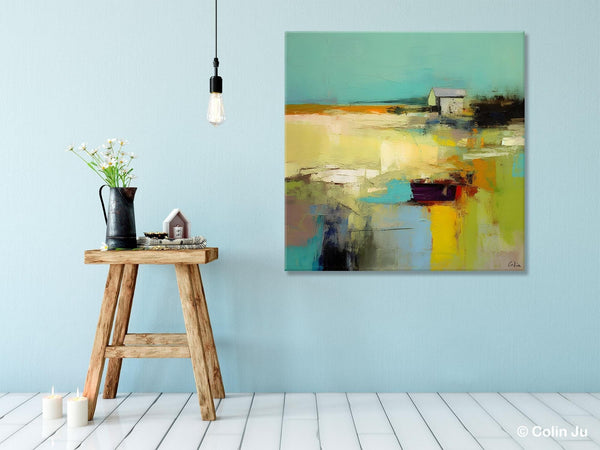 Landscape Canvas Paintings, Original Landscape Paintings, Abstract Wall Art Painting for Living Room, Oversized Acrylic Painting on Canvas-Art Painting Canvas