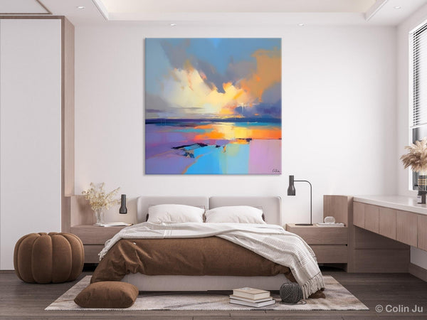 Sunrise Landscape Acrylic Art, Landscape Canvas Art, Original Abstract Art, Hand Painted Canvas Art, Large Abstract Painting for Living Room-Art Painting Canvas