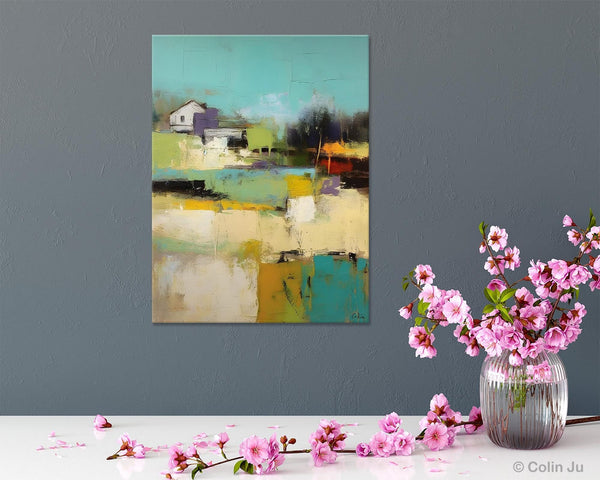 Landscape Canvas Paintings for Dining Room, Extra Large Modern Wall Art, Acrylic Painting on Canvas, Original Landscape Abstract Painting-Art Painting Canvas