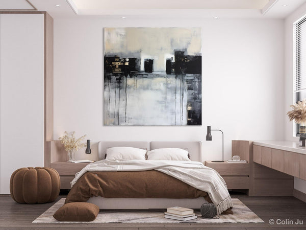 Contemporary Canvas Art, Black Acrylic Artwork, Original Abstract Wall Art, Hand Painted Canvas Art, Extra Large Abstract Painting for Sale-Art Painting Canvas