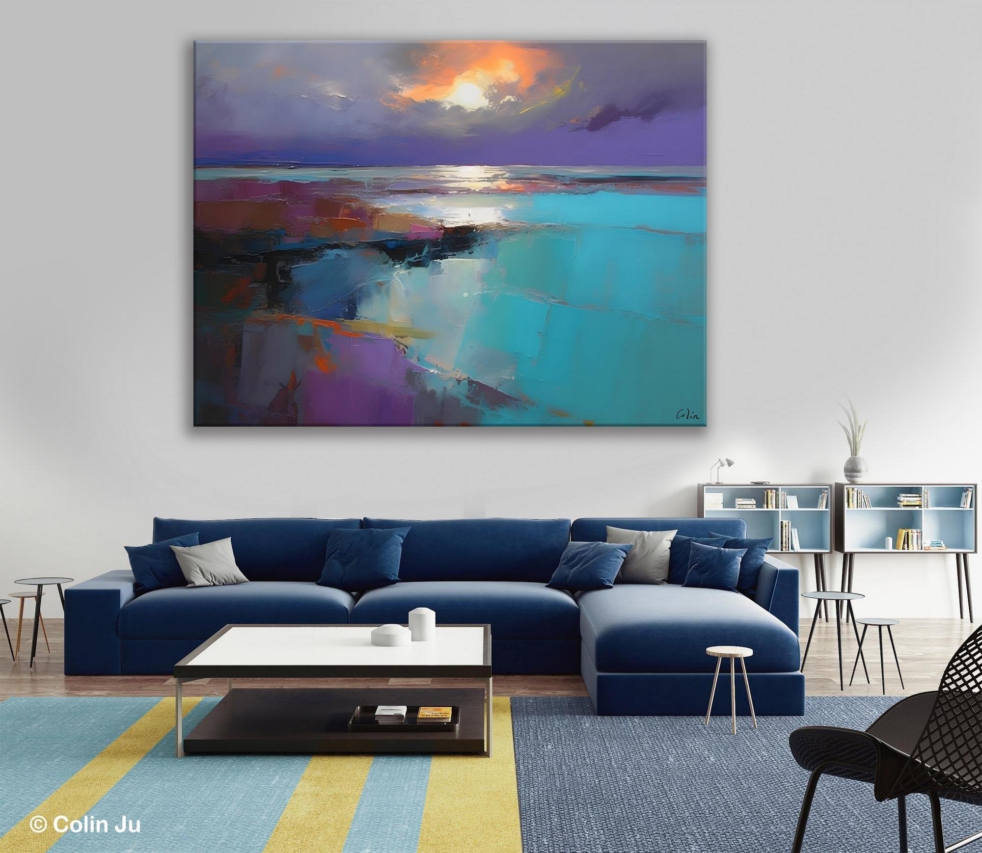 Original Landscape Abstract Painting, Landscape Canvas Paintings for Dining Room, Extra Large Modern Wall Art, Acrylic Painting on Canvas-Art Painting Canvas