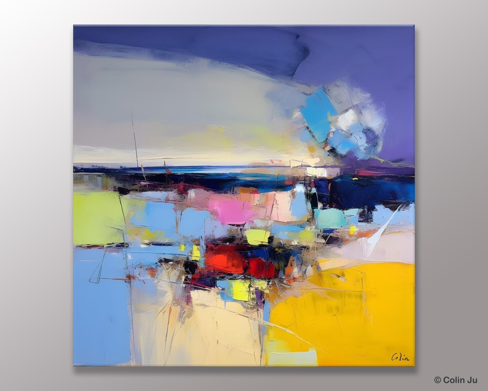 Modern Canvas Art Paintings, Palette Knife Abstract Painting, Original Modern Acrylic Artwork, Large Abstract Paintings for Dining Room-Art Painting Canvas