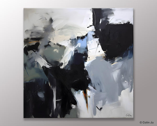 Extra Large Abstract Paintings for Dining Room, Black Modern Art Paintings, Original Modern Acrylic Artwork, Abstract Wall Art for Bedroom-Art Painting Canvas
