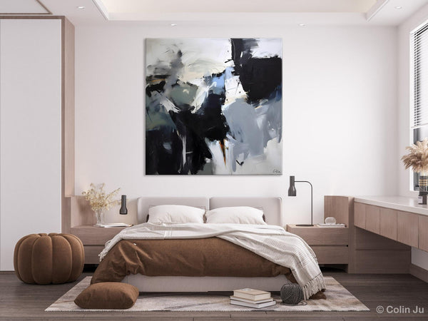 Extra Large Abstract Paintings for Dining Room, Black Modern Art Paintings, Original Modern Acrylic Artwork, Abstract Wall Art for Bedroom-Art Painting Canvas