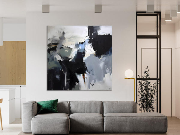 Extra Large Abstract Paintings for Dining Room, Black Modern Art Paintings, Original Modern Acrylic Artwork, Abstract Wall Art for Bedroom-Art Painting Canvas