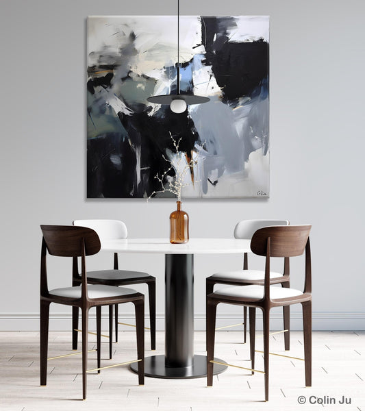 Extra Large Abstract Paintings for Dining Room, Black Modern Art Paintings, Original Modern Acrylic Artwork, Abstract Wall Art for Bedroom-Art Painting Canvas