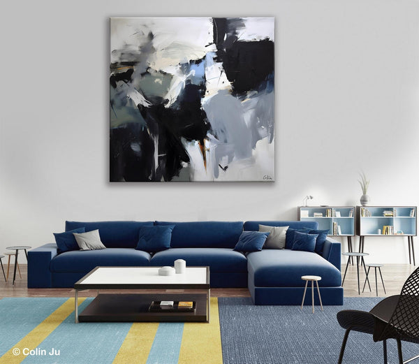 Extra Large Abstract Paintings for Dining Room, Black Modern Art Paintings, Original Modern Acrylic Artwork, Abstract Wall Art for Bedroom-Art Painting Canvas
