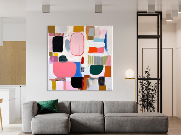 Geometric Modern Acrylic Art, Modern Original Abstract Art, Large Wall Art for Bedroom, Canvas Paintings for Sale, Contemporary Canvas Art-Art Painting Canvas