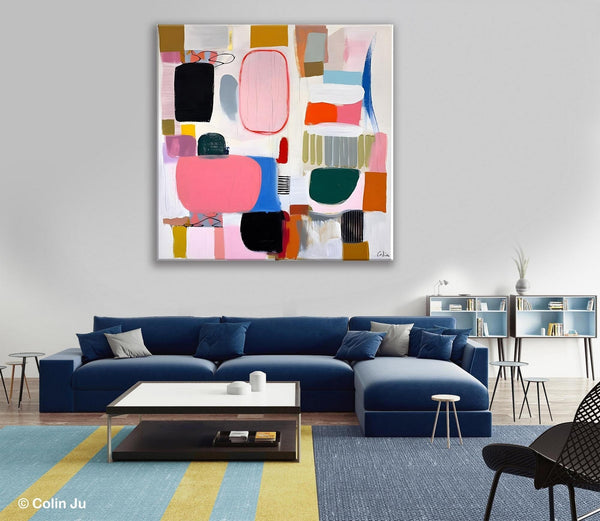 Geometric Modern Acrylic Art, Modern Original Abstract Art, Large Wall Art for Bedroom, Canvas Paintings for Sale, Contemporary Canvas Art-Art Painting Canvas