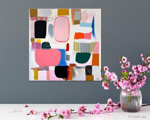 Geometric Modern Acrylic Art, Modern Original Abstract Art, Large Wall Art for Bedroom, Canvas Paintings for Sale, Contemporary Canvas Art-Art Painting Canvas