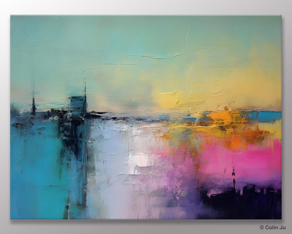 Hand Painted Original Canvas Wall Art, Abstract Landscape Paintings for Bedroom, Modern Landscape Artwork, Contemporary Acrylic Paintings-Art Painting Canvas