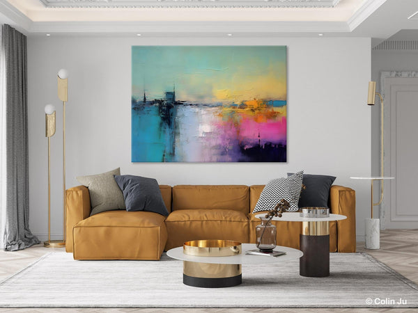Hand Painted Original Canvas Wall Art, Abstract Landscape Paintings for Bedroom, Modern Landscape Artwork, Contemporary Acrylic Paintings-Art Painting Canvas
