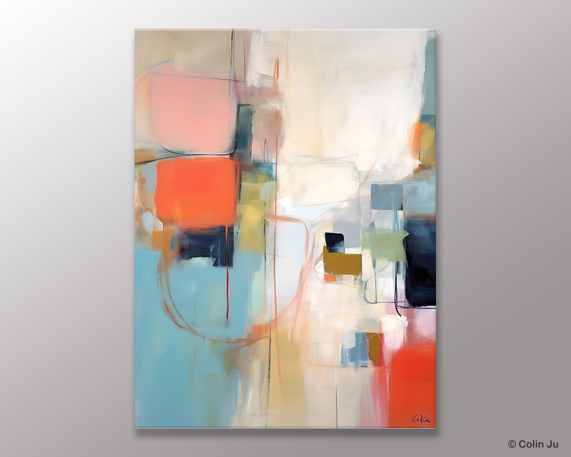 Large Wall Paintings for Bedroom, Original Abstract Art, Contemporary Abstract Paintings on Canvas, Oversized Abstract Wall Art Paintings-Art Painting Canvas