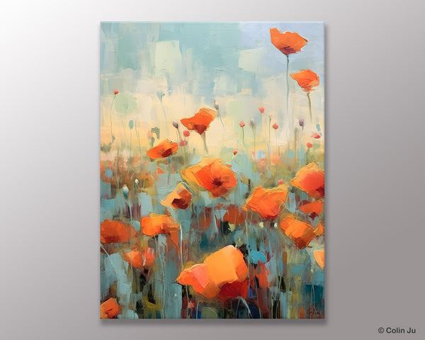 Flower Canvas Paintings, Flower Field Painting, Large Original Landscape Painting for Bedroom, Acrylic Paintings on Canvas, Hand Painted Art-Art Painting Canvas