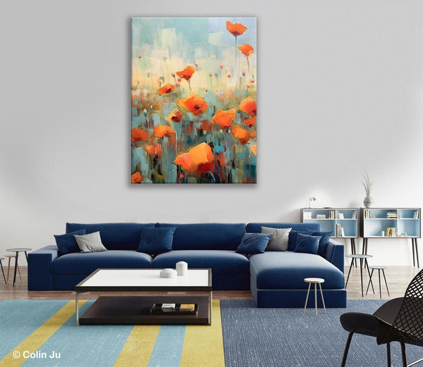 Flower Canvas Paintings, Flower Field Painting, Large Original Landscape Painting for Bedroom, Acrylic Paintings on Canvas, Hand Painted Art-Art Painting Canvas