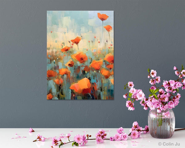 Flower Canvas Paintings, Flower Field Painting, Large Original Landscape Painting for Bedroom, Acrylic Paintings on Canvas, Hand Painted Art-Art Painting Canvas