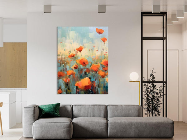 Flower Canvas Paintings, Flower Field Painting, Large Original Landscape Painting for Bedroom, Acrylic Paintings on Canvas, Hand Painted Art-Art Painting Canvas