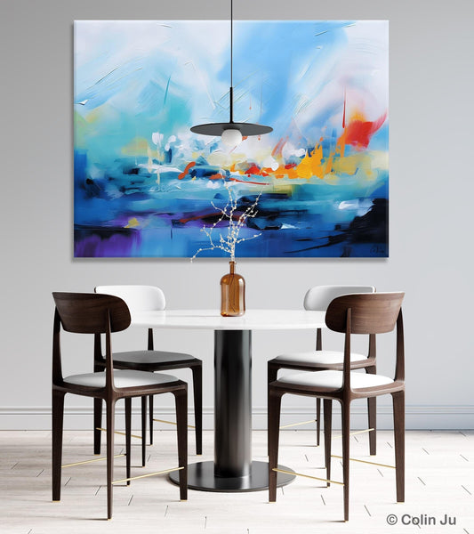 Hand Painted Canvas Art, Blue Original Wall Art Painting for Bedroom, Extra Large Modern Canvas Paintings, Acrylic Paintings on Canvas-Art Painting Canvas