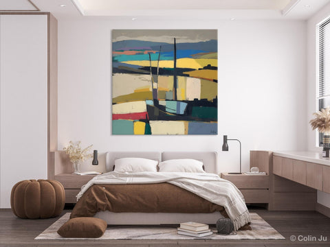 Landscape Canvas Art, Original Abstract Art, Hand Painted Canvas Art, Abstract Landscape Painting, Large Abstract Painting for Living Room-Art Painting Canvas