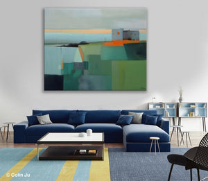 Large Original Canvas Wall Art, Contemporary Landscape Paintings, Extra Large Acrylic Painting for Dining Room, Abstract Painting on Canvas-Art Painting Canvas