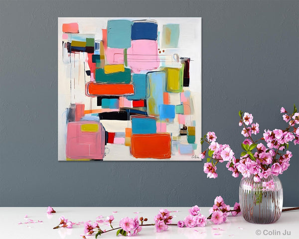 Original Abstract Wall Art, Geometric Modern Acrylic Art, Large Abstract Art for Bedroom, Modern Canvas Paintings, Contemporary Canvas Art-Art Painting Canvas