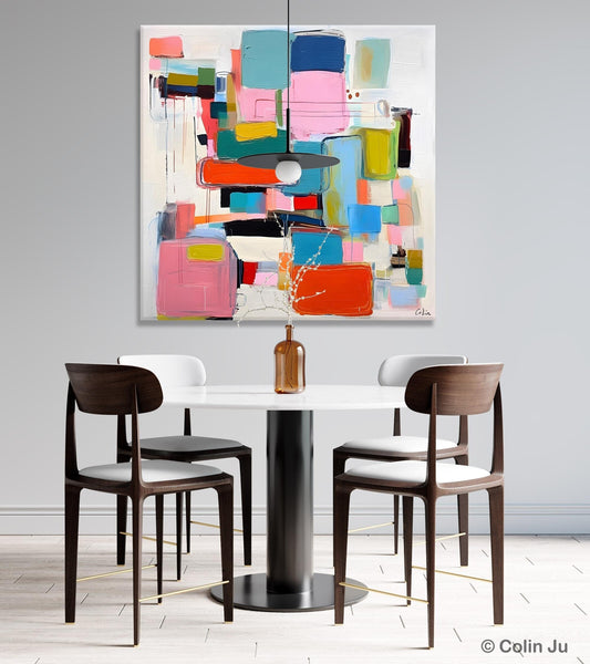 Original Abstract Wall Art, Geometric Modern Acrylic Art, Large Abstract Art for Bedroom, Modern Canvas Paintings, Contemporary Canvas Art-Art Painting Canvas
