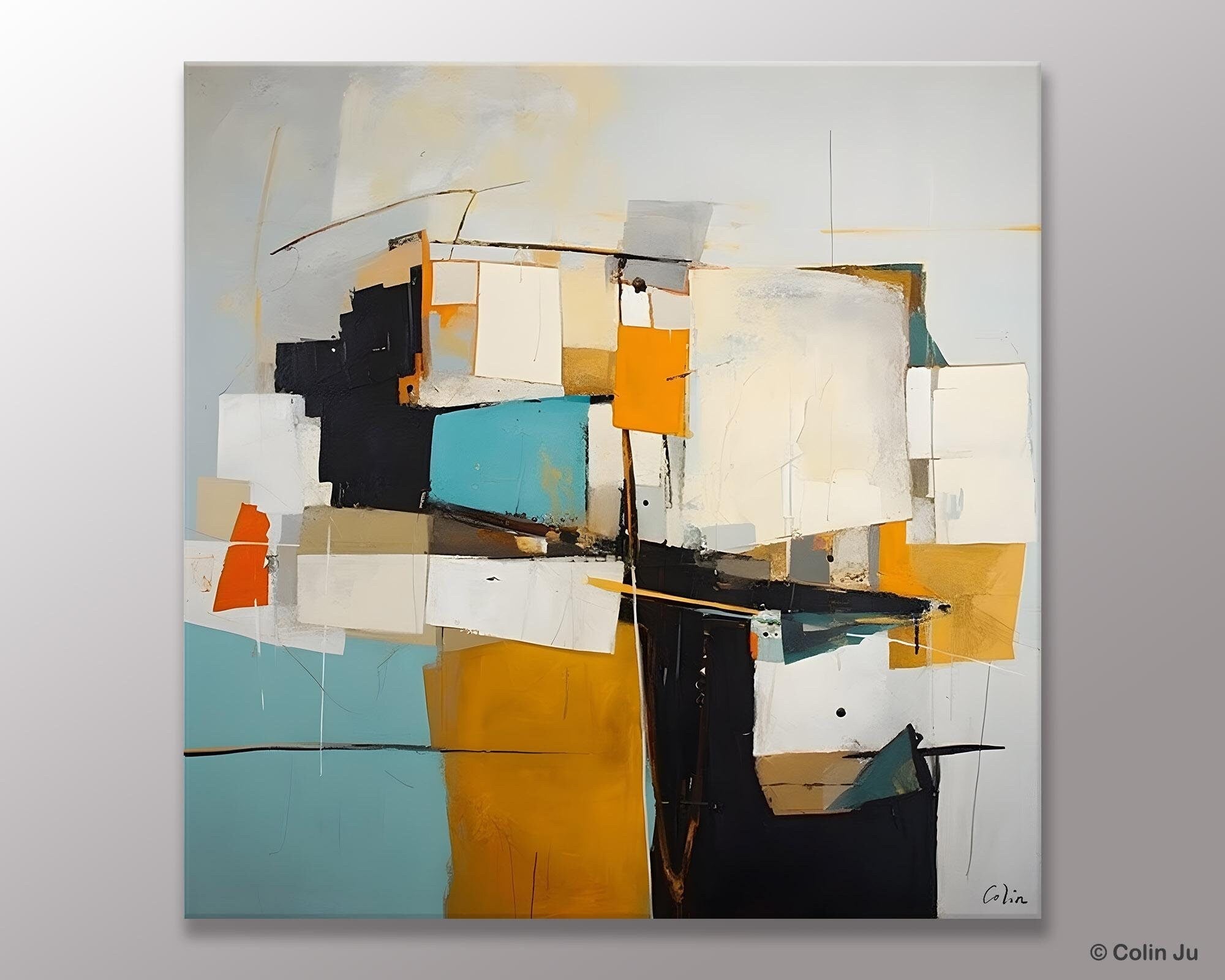 Geometric Original Canvas Wall Art, Contemporary Acrylic Artwork, Hand Painted Canvas Art, Modern Abstract Artwork, Large Abstract Paintings-Art Painting Canvas