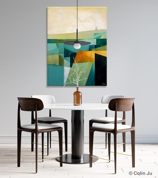 Landscape Canvas Paintings for Bedroom, Large Geometric Abstract Painting, Acrylic Painting on Canvas, Original Landscape Abstract Painting-Art Painting Canvas