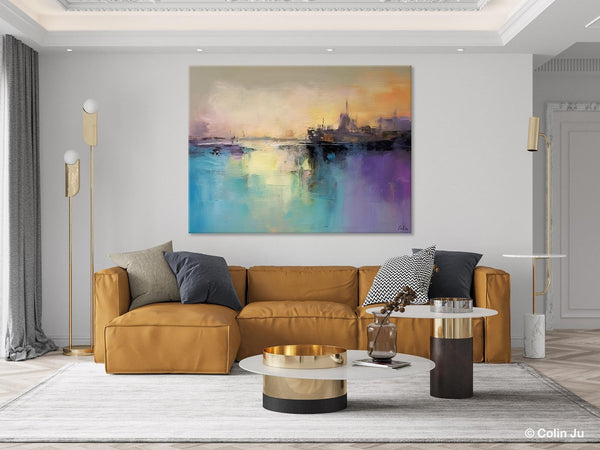 Large Paintings for Bedroom, Oversized Contemporary Wall Art Paintings, Abstract Landscape Painting on Canvas, Extra Large Original Artwork-Art Painting Canvas