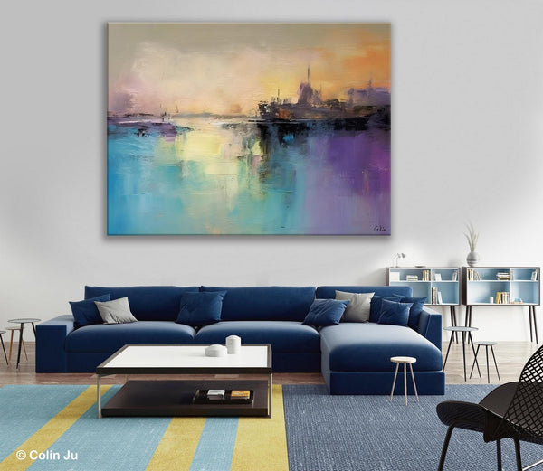 Large Paintings for Bedroom, Oversized Contemporary Wall Art Paintings, Abstract Landscape Painting on Canvas, Extra Large Original Artwork-Art Painting Canvas