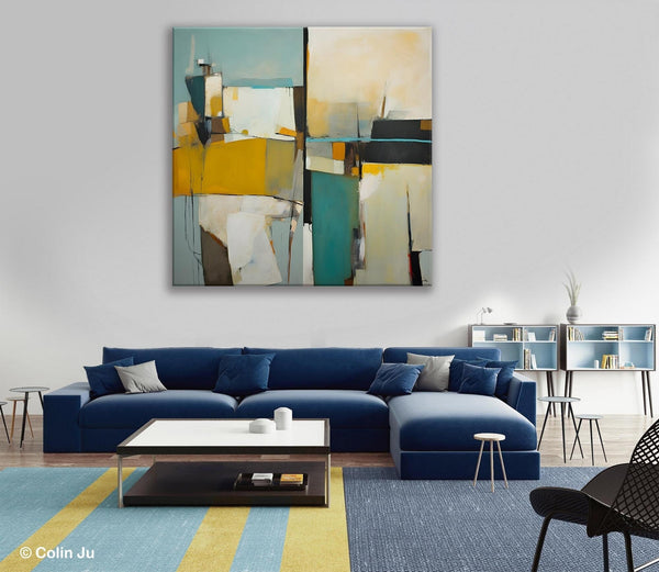 Abstract Painting for Bedroom, Original Modern Wall Art Paintings, Geometric Modern Acrylic Paintings, Oversized Contemporary Canvas Art-Art Painting Canvas
