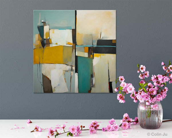 Abstract Painting for Bedroom, Original Modern Wall Art Paintings, Geometric Modern Acrylic Paintings, Oversized Contemporary Canvas Art-Art Painting Canvas