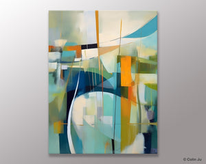 Large Geometric Abstract Painting, Acrylic Painting on Canvas, Landscape Canvas Paintings for Bedroom, Original Landscape Abstract Painting-Art Painting Canvas