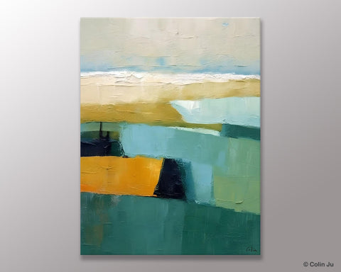 Large Geometric Abstract Painting, Landscape Canvas Paintings for Bedroom, Acrylic Painting on Canvas, Original Landscape Abstract Painting-Art Painting Canvas