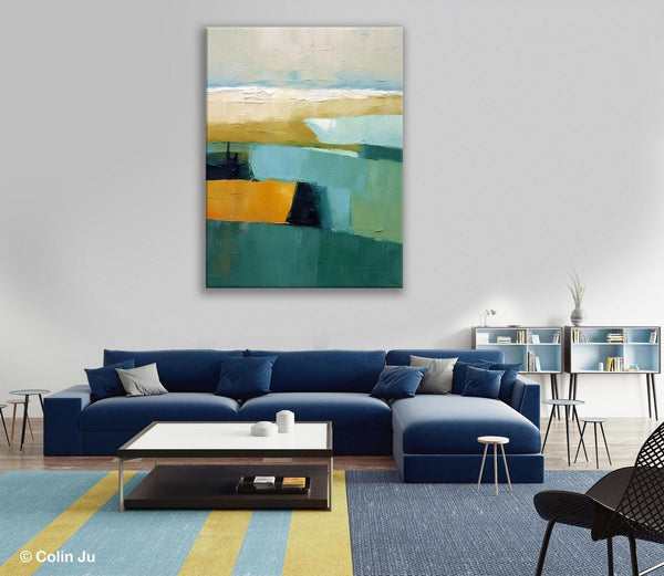 Large Geometric Abstract Painting, Landscape Canvas Paintings for Bedroom, Acrylic Painting on Canvas, Original Landscape Abstract Painting-Art Painting Canvas