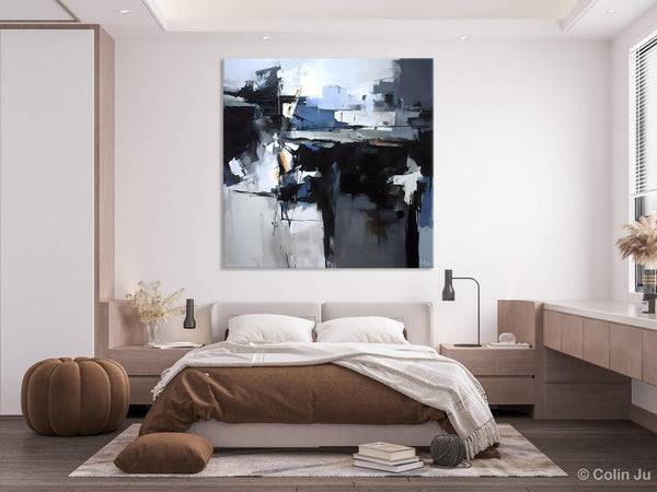 Original Modern Wall Art on Canvas, Black Contemporary Canvas Art, Modern Acrylic Artwork for Sale, Large Abstract Painting for Bedroom-Art Painting Canvas