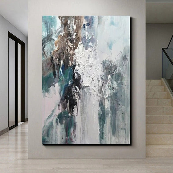 Living Room Abstract Paintings, Large Acrylic Canvas Paintings, Large Wall Art Ideas, Impasto Painting, Blue Modern Abstract Painting-Art Painting Canvas